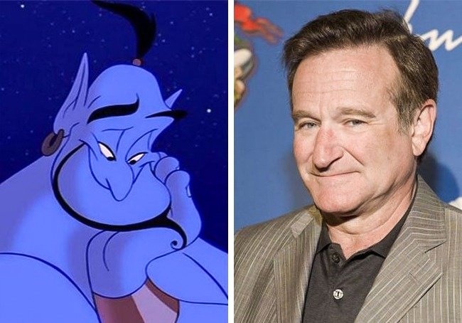 Il Genio della lampada e Robin Williams hanno lo stesso volto e lo stesso carisma.